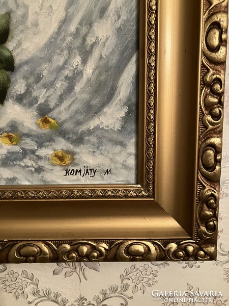 Komjáthy Mária ritka festmény, aranyozott keretben