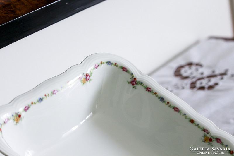 Rheinkrone Bavarian German porcelain, square garnish bowl, with small flower garland.