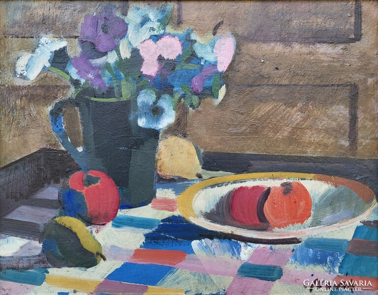 András Novák (1936 - ) still life c. Gallery painting with original guarantee!