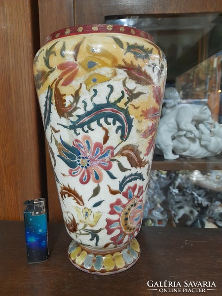 Old Zsolnay family seal, ceramic vase with Persian pattern. 26 Cm.