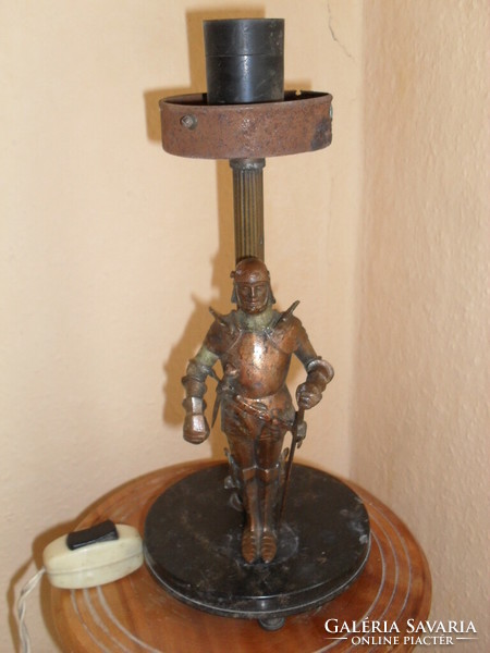 Antique bronze - pewter statue lamp