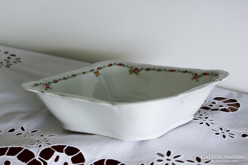 Rheinkrone Bavarian German porcelain, square garnish bowl, with small flower garland.