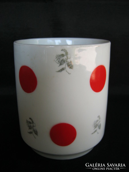 Old sealed drasche porcelain mug with red dots
