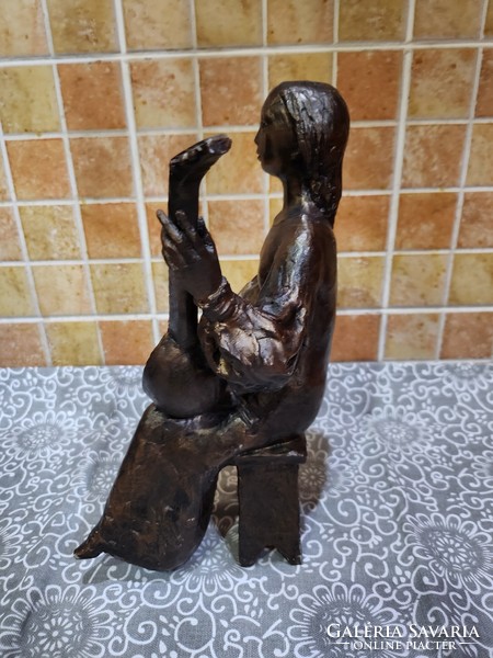 Tibor Rieger bronzed lady with a lute