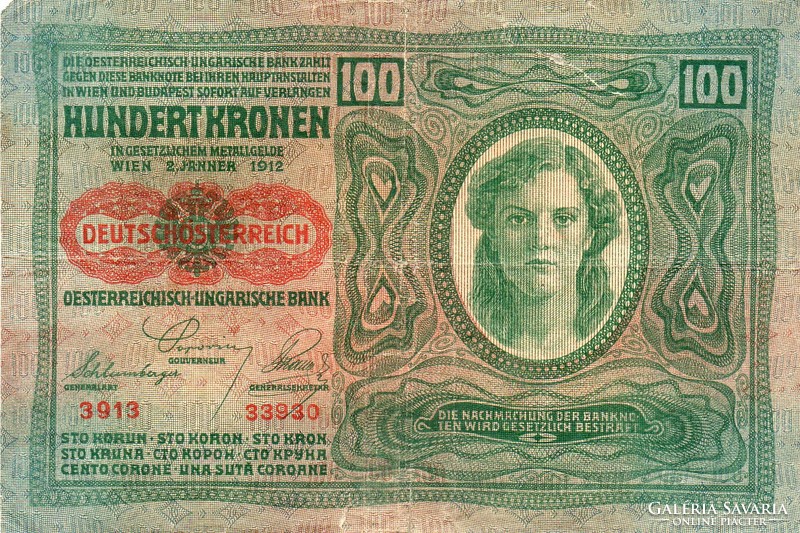D - 279-  Külföldi bankjegyek:  Ausztria  1912  100 korona