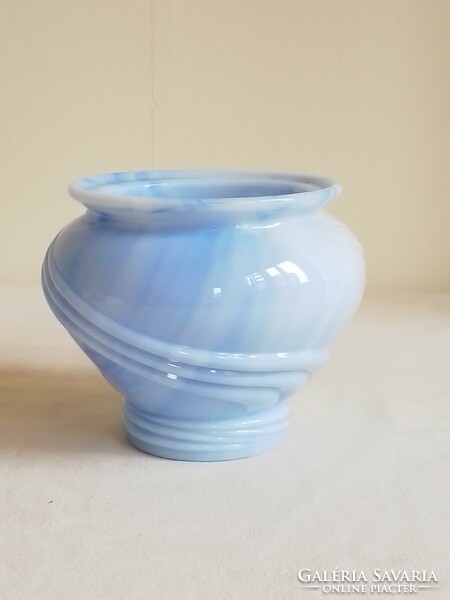 Blue and white marble-patterned avon glass casket, candle holder, candle holder, vase, colored in material