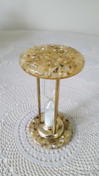 Large copper hourglass with mother-of-pearl inlay