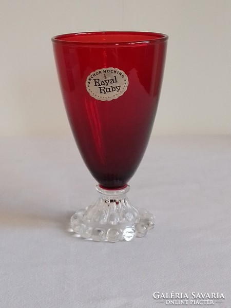 Wine red dark crimson red base ancor hocking goblet cup lancaster usa american