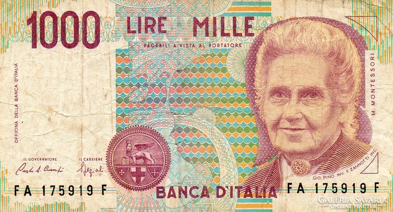 D - 266 - foreign banknotes: Italy 1990 1000 lira