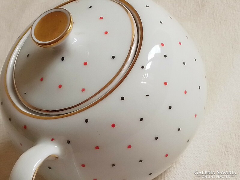 Lovely little Bavarian Arzberg porcelain bonbonier with old polka dots, sugar bowl with lid