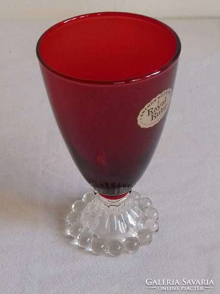 Wine red dark crimson red base ancor hocking goblet cup lancaster usa american