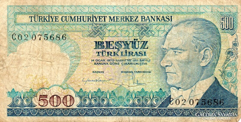 D - 270 - foreign banknotes: Turkey 1970 500 liras