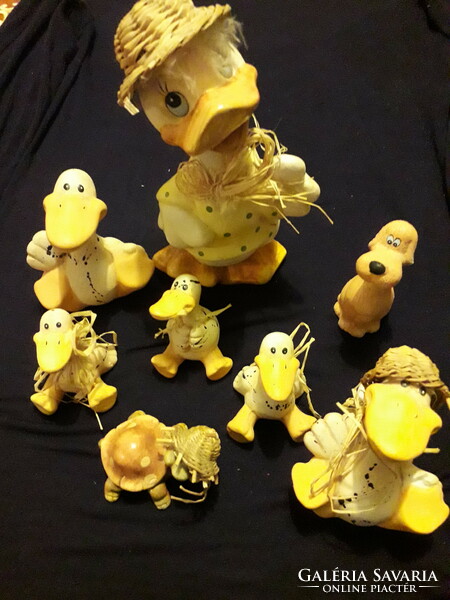 Ceramic duck family figurines big and small together 8 pcs. Mixed