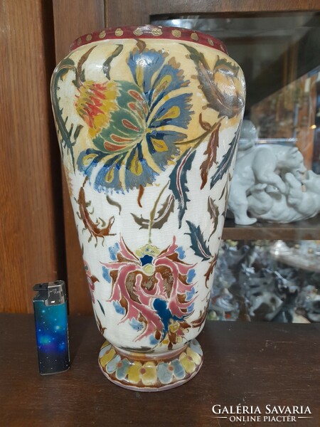Old Zsolnay family seal, ceramic vase with Persian pattern. 26 Cm.