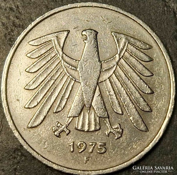 Németország 5 márka, 1975. Verdejel "F" - Stuttgart