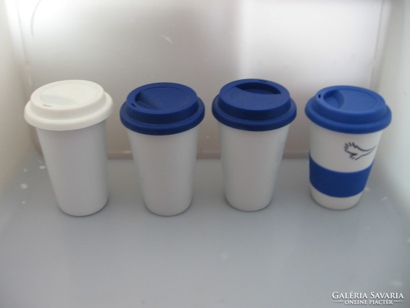 Porcelain walking mugs with silicone lids