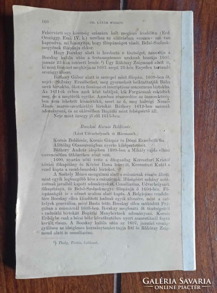 Miklós Lázár, count: lords of Transylvania (1540-1711). Separate imprint of the centuries 1887-1889 f.