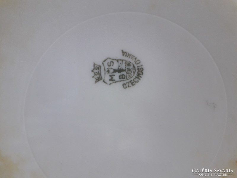 M.S. czechoslovakia porcelán aranyozott mintás tál 24 cm. jelzett