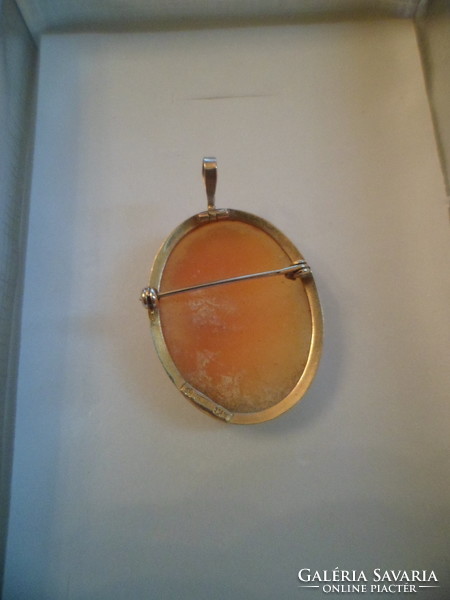 Camea pendant in 14k gold frame