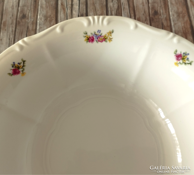 Zsolnay porcelain, flower bouquet pattern garnish, salad bowl, serving bowl