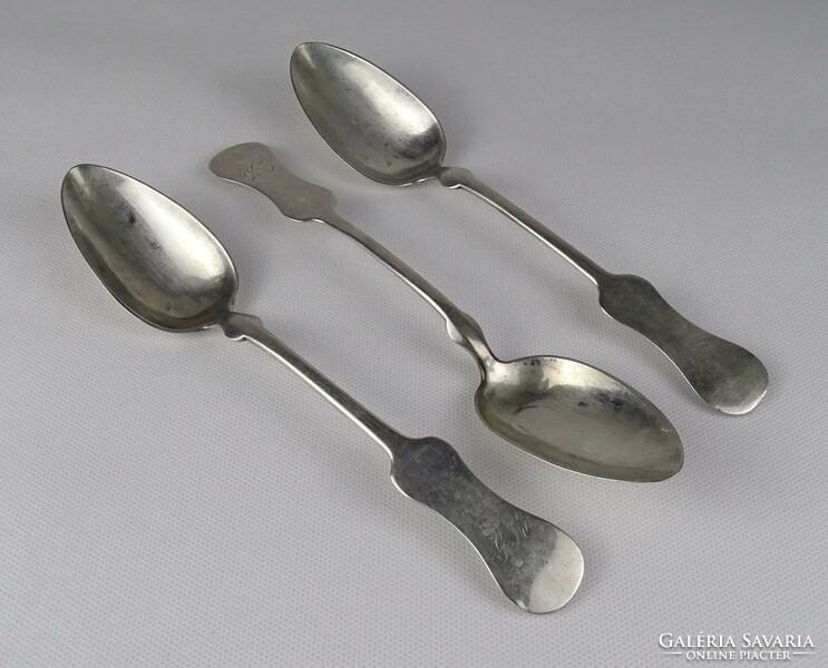 1R018 old silver cutlery set of 3 large spoons 130g