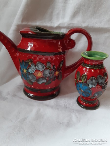 Ceramic watering can and vase