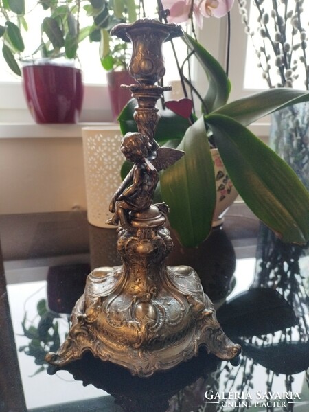 Baroque antique silver candle holder
