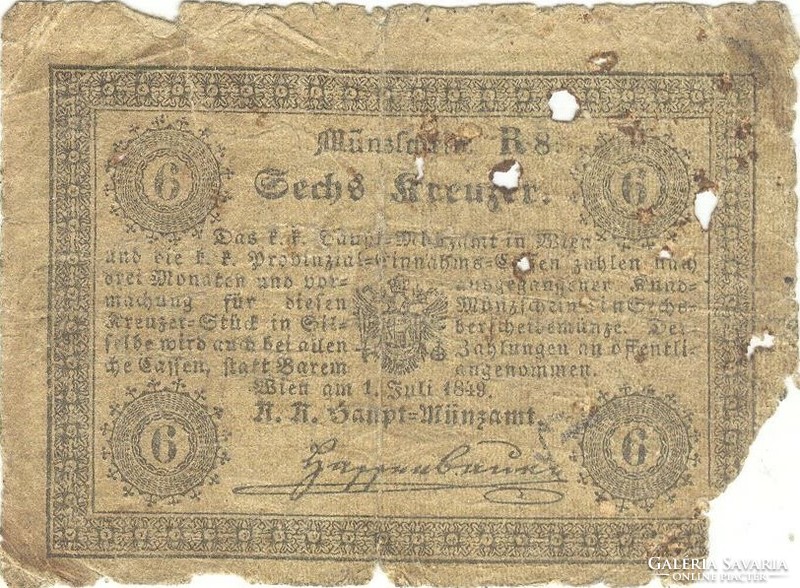 6 Kreuzer krajczar krajczar 1849.07.01.