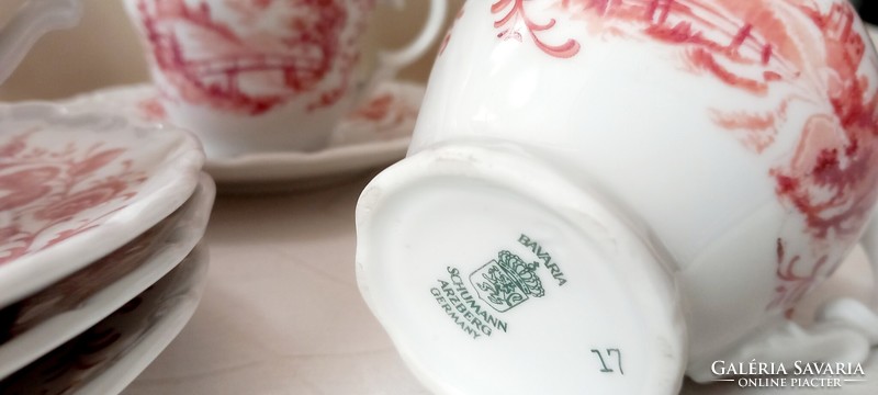 Vintage Schumann vár jelenetes 6 személyes német porcelán kávés készlet