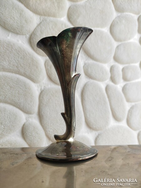 Extravagant art nouveau silver-plated alpaca cup-shaped vase
