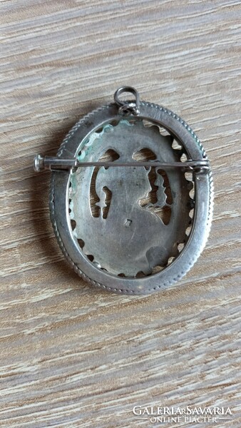 Large silver pendant, brooch with an Egyptian motif