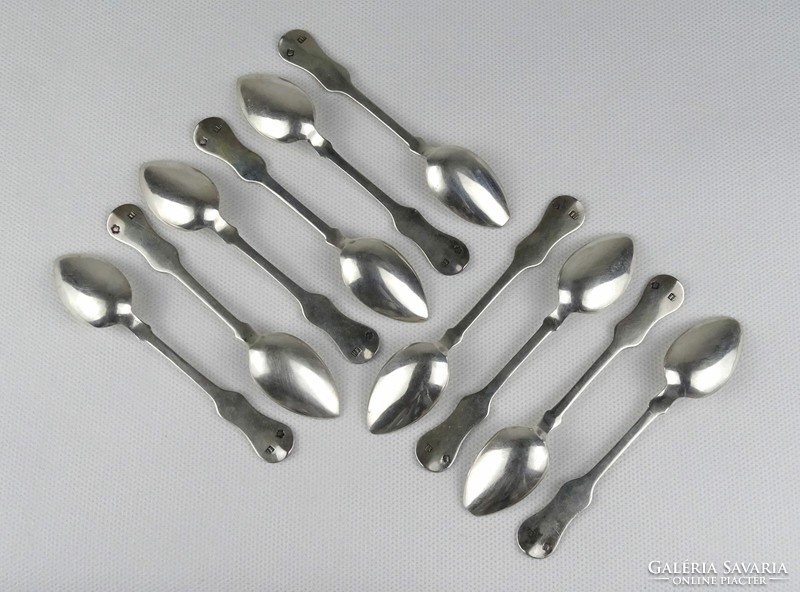 1R014 old 10 pieces silver violin style mocha spoon 125 g