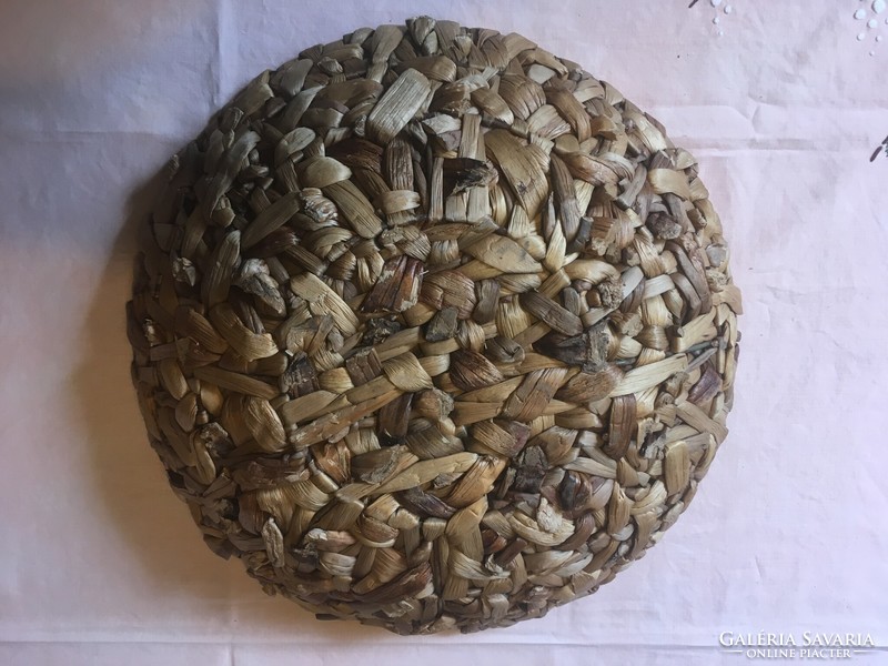 Two old seaweed woven baskets - bowls - containers