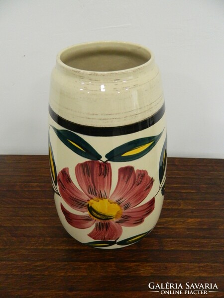 Antik stílusú jelzett nyugatnémet kézzel festett kerámia váza