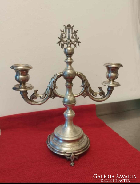 2 antique silver candle holders