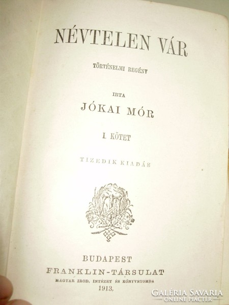 Jókai Mór: Névtelen vár I. kötet, Franklin 1913