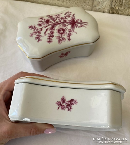 2 Hólloháza floral porcelain bonboniers