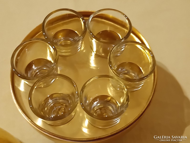 Retro cognac set, pear-shaped holder with 6 cognac glasses 17cm