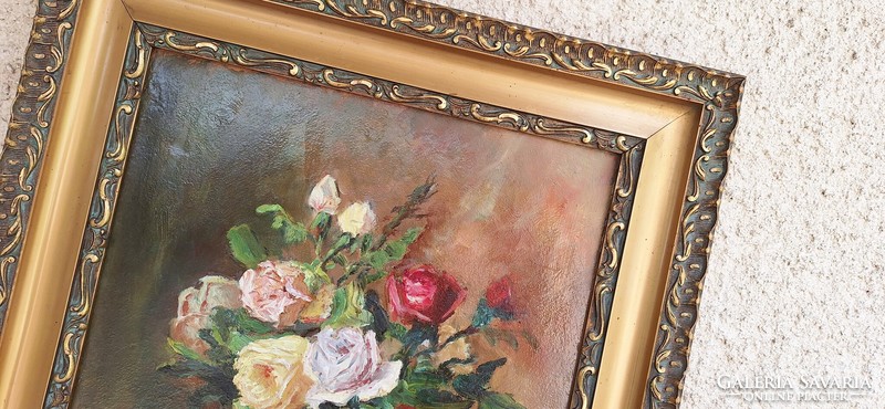 Ludány? 1920s flower still life, oil painting