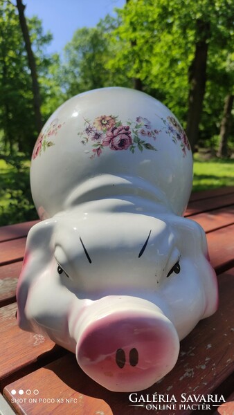 Large ceramic majolica pig bush 33 cm long