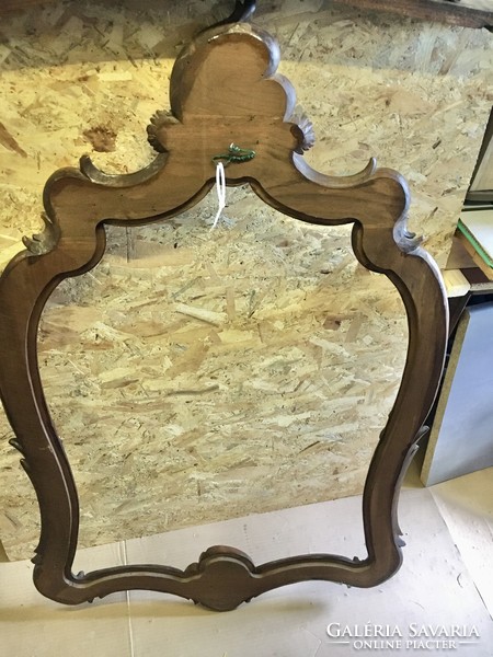 Vintage retro walnut hand carved mirror frame