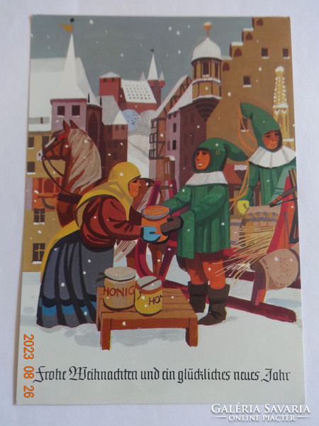 Old vintage graphic Christmas/New Year greeting card