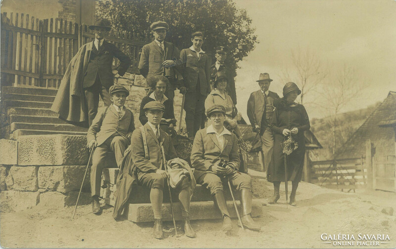 Early 1920s. S.A. Transilvania rt. Release. Group of hikers. Original paper image.