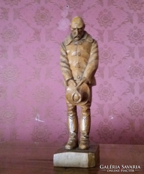 István Csorvássy wooden sculpture on a pedestal 