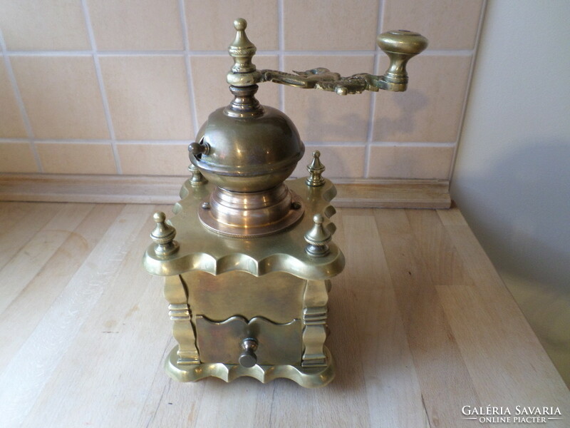 Old ornate copper coffee grinder coffee grinder grinder