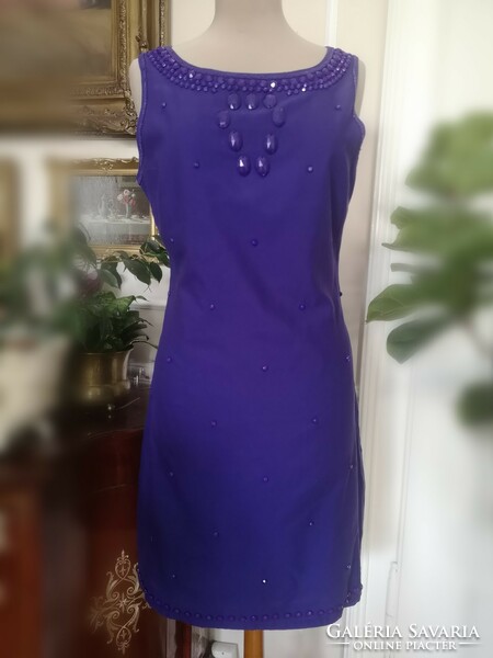 John rocha size 40 purple cotton-linen summer dress