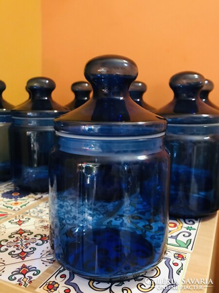 Cobalt blue storage bottles