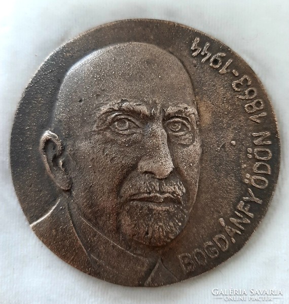 Bogdánfy Ödön-bronze commemorative medal plaque with donor memorial card in box, rare