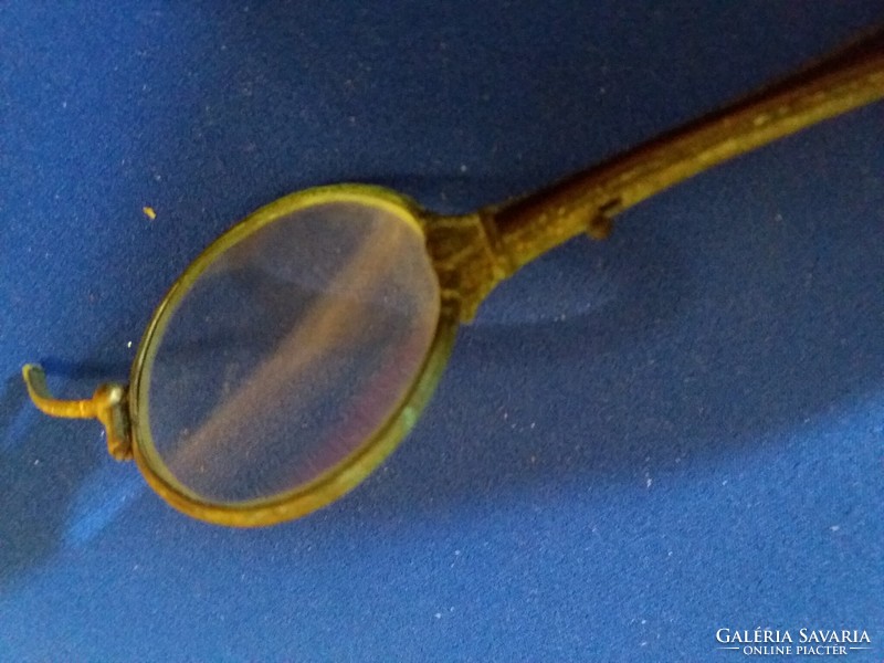 Antique chain - judging by its patina, silver lorgnon lornyon glasses with vinyl insert as shown in the pictures