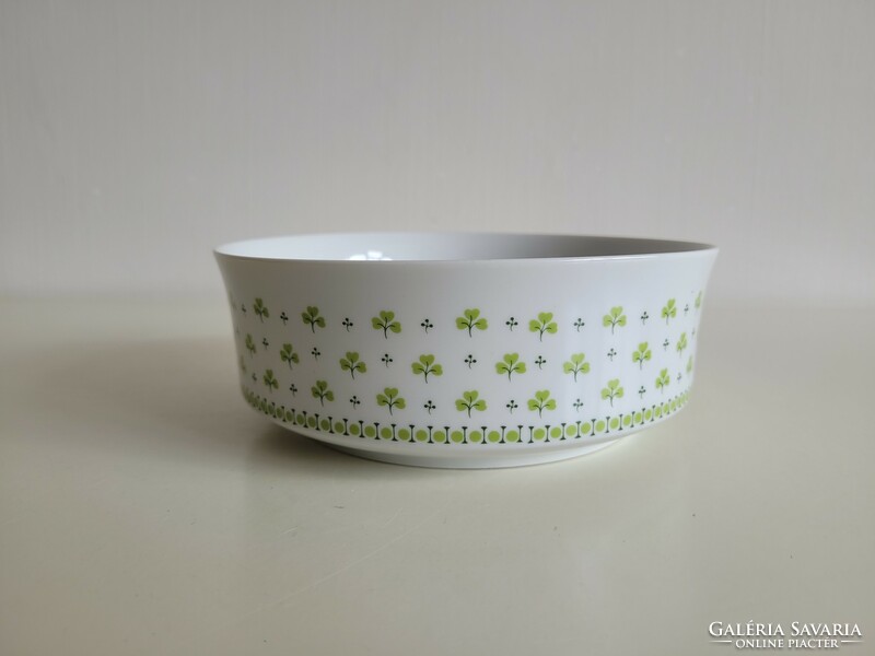 Old retro lowland porcelain bowl salad bowl with parsley and clover pattern